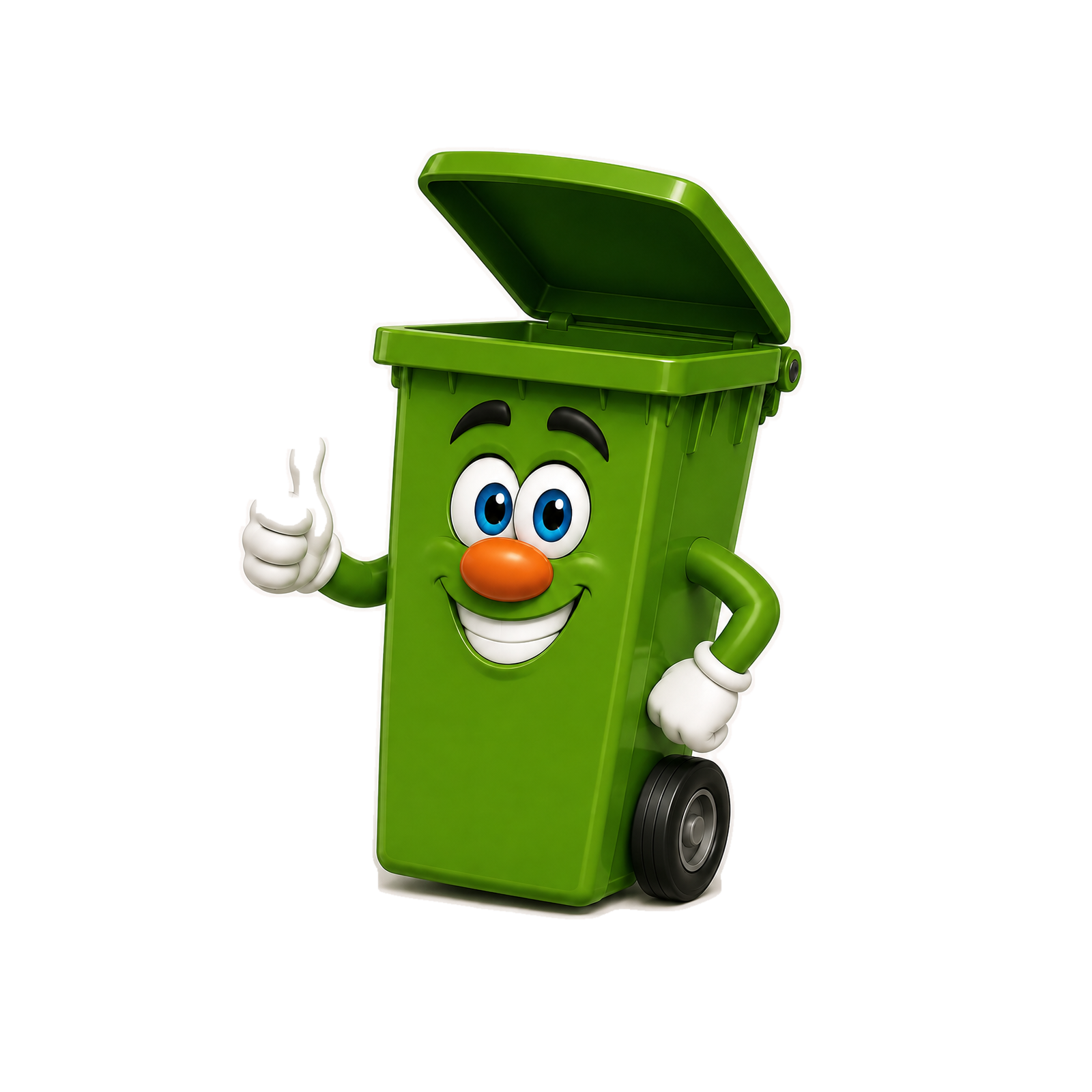 Friendly green household bin mascot